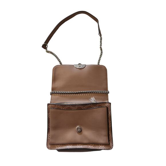 Nine West Taupe Faux Leather Crossbody Purse – Chain Strap, Double Compartment - Picture 2 of 7